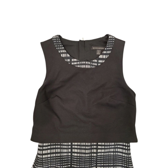 Banana Republic Black White Layered Overlay Sheath Sleeveless Pencil Dress Sz 4 - Picture 3 of 11